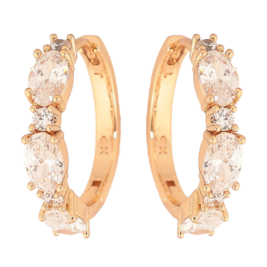 Серьги Xuping цвет Позолота 18K колечки "Узор с кристаллами" фото №1 Серьги Xuping цвет Позолота 18K колечки "Узор с кристаллами" фото №1