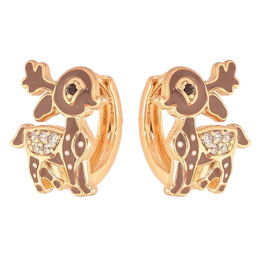 Серьги Xuping цвет Позолота 18K колечки "Олененок с эмалью" фото №1 Серьги Xuping цвет Позолота 18K колечки "Олененок с эмалью" фото №1