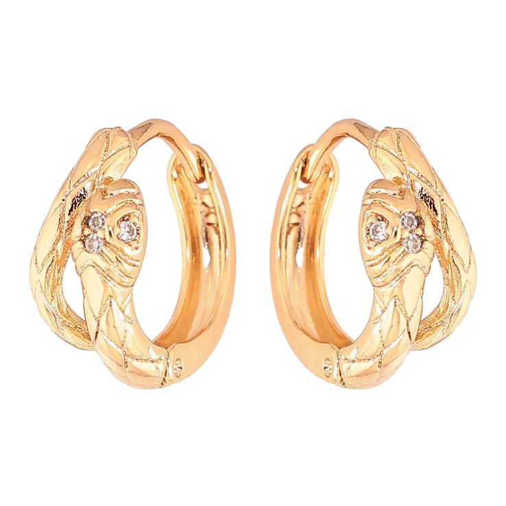 Серьги Xuping цвет Позолота 18K колечки "Змеи с кристаллами" фото №2 Серьги Xuping цвет Позолота 18K колечки "Змеи с кристаллами" фото №2