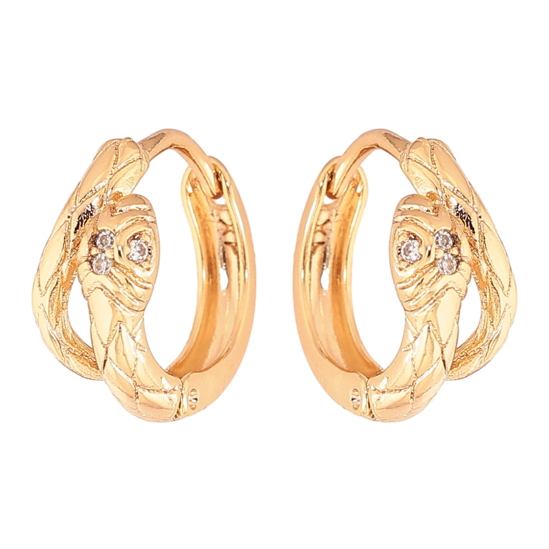 Серьги Xuping цвет Позолота 18K колечки "Змеи с кристаллами" фото №1 Серьги Xuping цвет Позолота 18K колечки "Змеи с кристаллами" фото №1