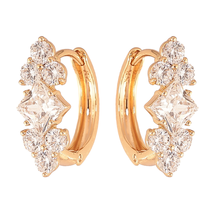 Серьги Xuping цвет Позолота 18K колечки "Узор с кристаллами"  фото №1