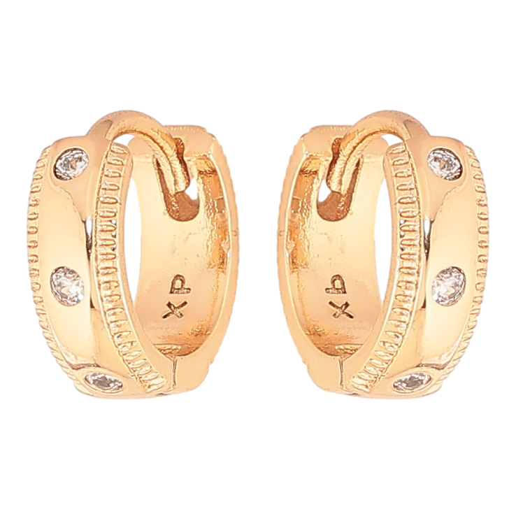 Серьги Xuping цвет Позолота 18K колечки "Узор с кристаллами" фото №3 Серьги Xuping цвет Позолота 18K колечки "Узор с кристаллами" фото №3