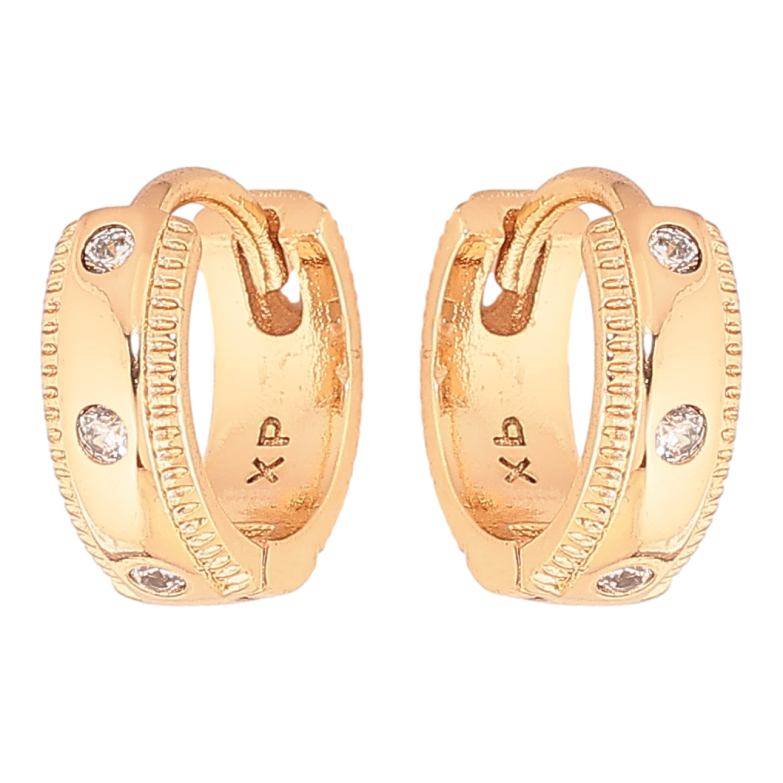 Серьги Xuping цвет Позолота 18K колечки "Узор с кристаллами"  фото №2