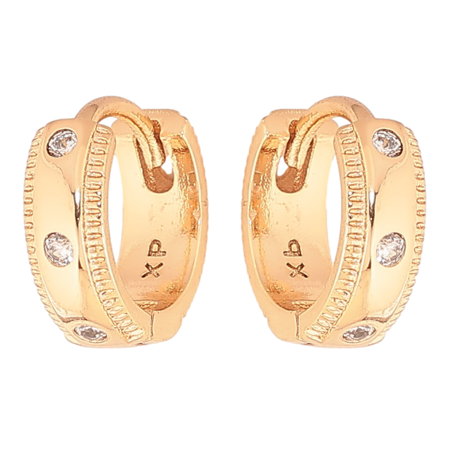 Серьги Xuping цвет Позолота 18K колечки "Узор с кристаллами"  фото №1