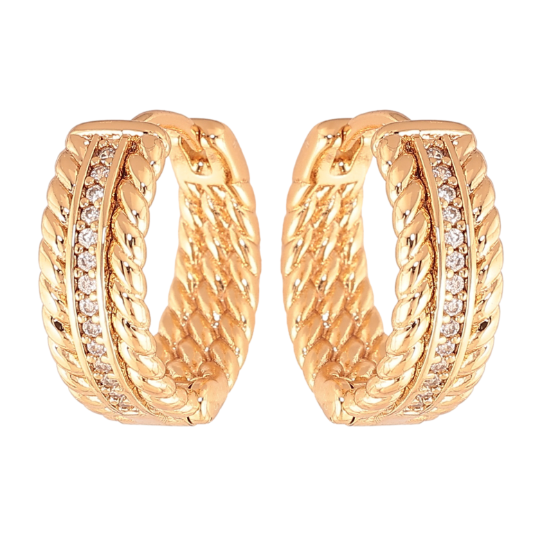 Серьги Xuping цвет Позолота 18K колечки "Узор с кристаллами" фото №5 Серьги Xuping цвет Позолота 18K колечки "Узор с кристаллами" фото №5