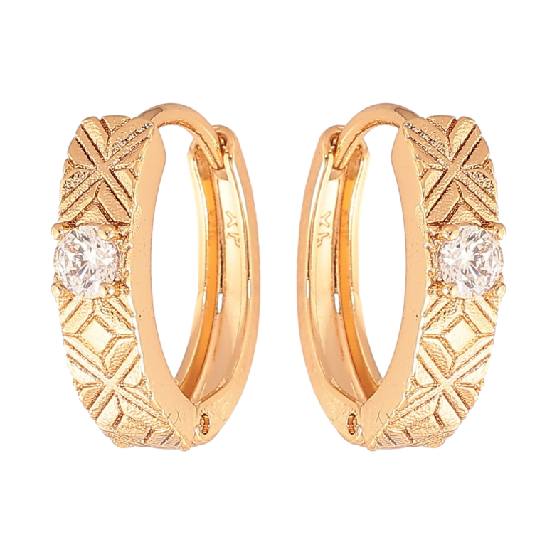 Сережки Xuping колір Позолота 18K колечка "Візерунок з кристалами" фото №10 Сережки Xuping колір Позолота 18K колечка "Візерунок з кристалами" фото №10