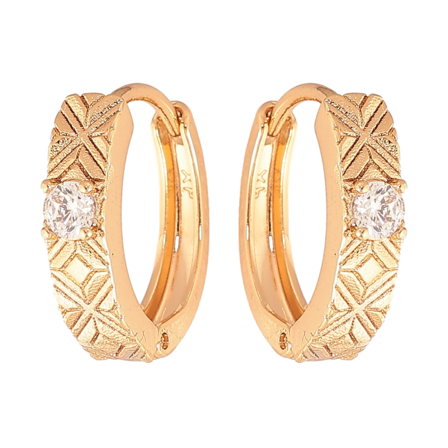 Серьги Xuping цвет Позолота 18K колечки "Узор с кристаллами" фото №1 Серьги Xuping цвет Позолота 18K колечки "Узор с кристаллами" фото №1