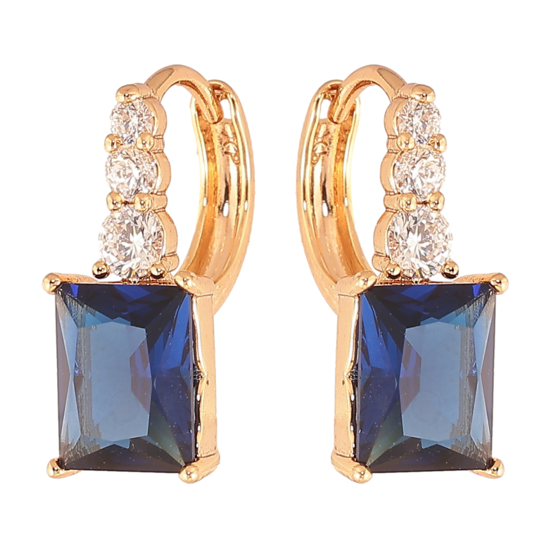 Серьги Xuping цвет Позолота 18K колечки "Узор с синими кристаллами" фото №11 Серьги Xuping цвет Позолота 18K колечки "Узор с синими кристаллами" фото №11