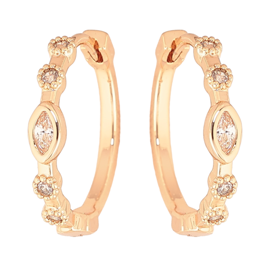 Сережки Xuping колір Позолота 18K колечка "Візерунок з кристалами" фото №1 Сережки Xuping колір Позолота 18K колечка "Візерунок з кристалами" фото №1