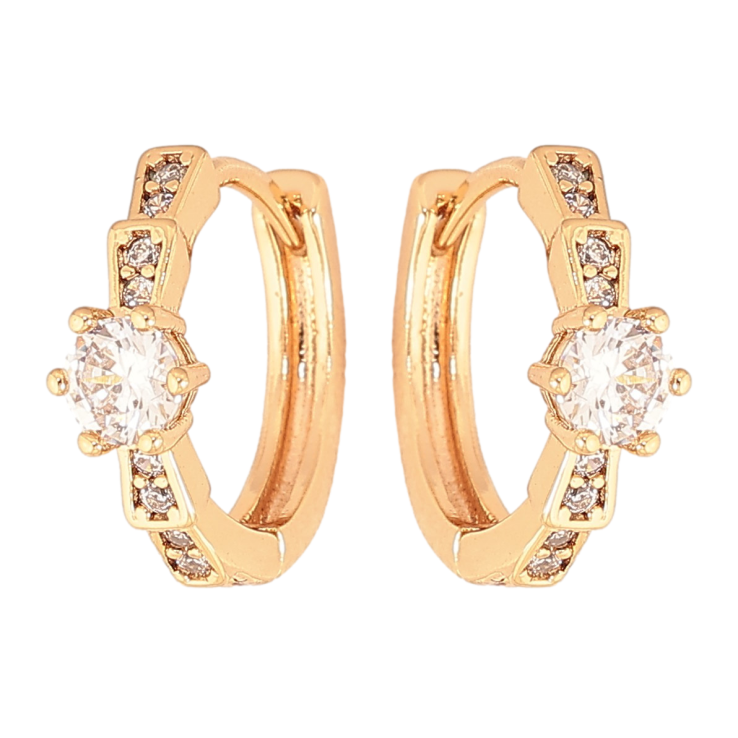 Серьги Xuping цвет Позолота 18K колечки "Узор с кристаллами"  фото №21