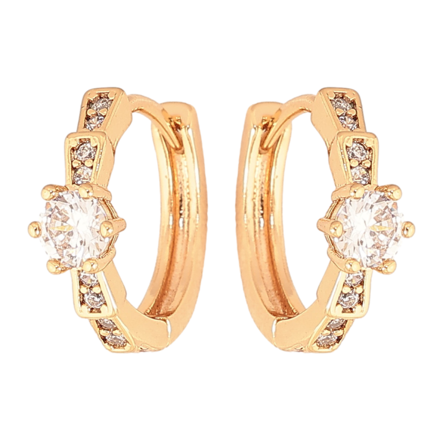 Серьги Xuping цвет Позолота 18K колечки "Узор с кристаллами" фото №1 Серьги Xuping цвет Позолота 18K колечки "Узор с кристаллами" фото №1