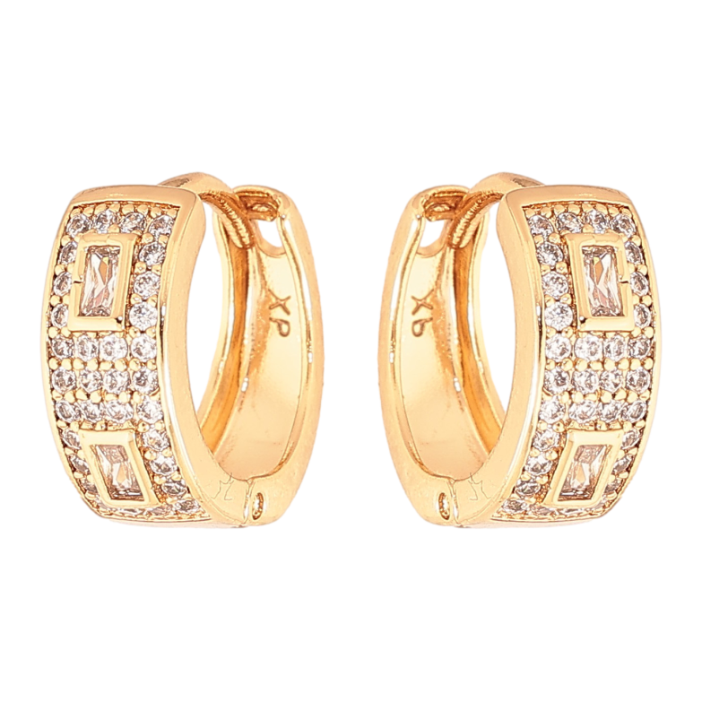 Серьги Xuping цвет Позолота 18K колечки "Узор с кристаллами" фото №3 Серьги Xuping цвет Позолота 18K колечки "Узор с кристаллами" фото №3