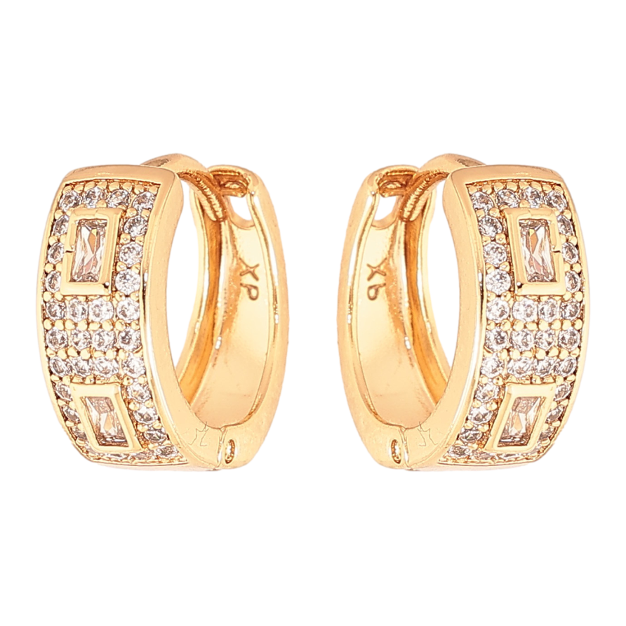 Серьги Xuping цвет Позолота 18K колечки "Узор с кристаллами" фото №1 Серьги Xuping цвет Позолота 18K колечки "Узор с кристаллами" фото №1