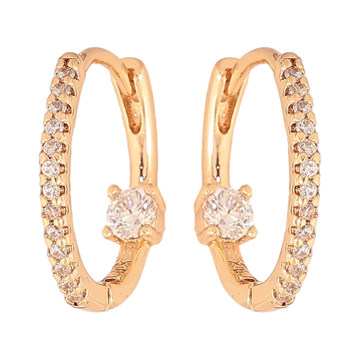 Серьги Xuping цвет Позолота 18K колечки "Узор с кристаллами" фото №15