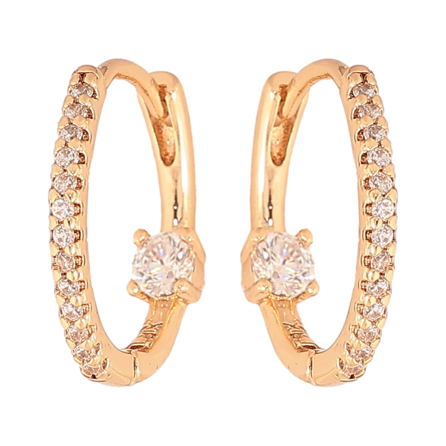 Серьги Xuping цвет Позолота 18K колечки "Узор с кристаллами" фото №1 Серьги Xuping цвет Позолота 18K колечки "Узор с кристаллами" фото №1