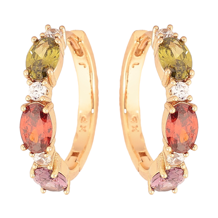 Серьги Xuping цвет Позолота 18K колечки "Узор с разноцветными кристаллами" фото №19 Серьги Xuping цвет Позолота 18K колечки "Узор с разноцветными кристаллами" фото №19