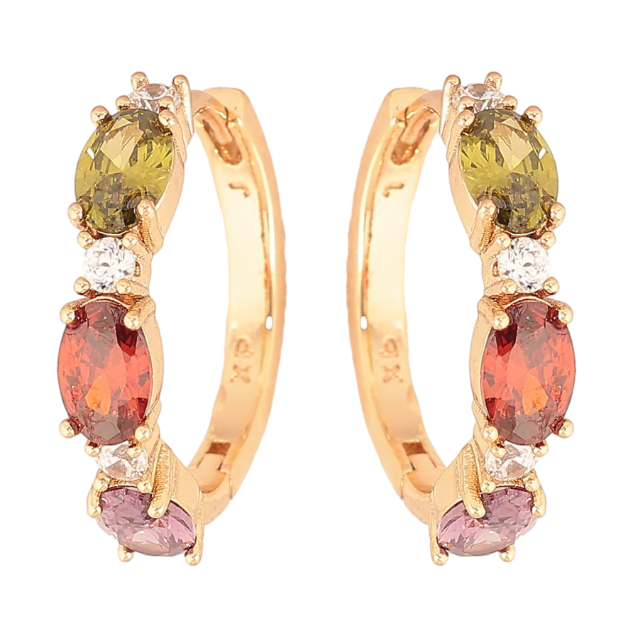 Серьги Xuping цвет Позолота 18K колечки "Узор с разноцветными кристаллами" фото №1 Серьги Xuping цвет Позолота 18K колечки "Узор с разноцветными кристаллами" фото №1