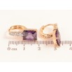 Серьги Xuping цвет Позолота 18K колечки "Узор с сиреневыми кристаллами" фото №2 Серьги Xuping цвет Позолота 18K колечки "Узор с сиреневыми кристаллами" фото №2