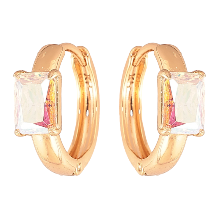 Серьги Xuping цвет Позолота 18K колечки "Узор с радужными кристаллами" фото №8 Серьги Xuping цвет Позолота 18K колечки "Узор с радужными кристаллами" фото №8