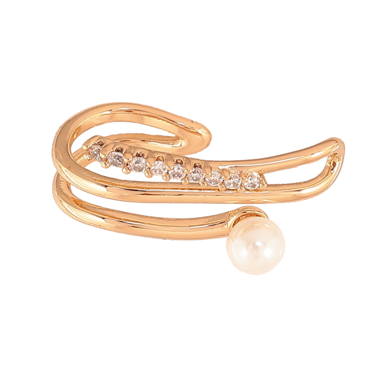 Серьги Xuping цвет Позолота 18K моно-каффа "Узор с кристаллами и жемчужиной" фото №25
