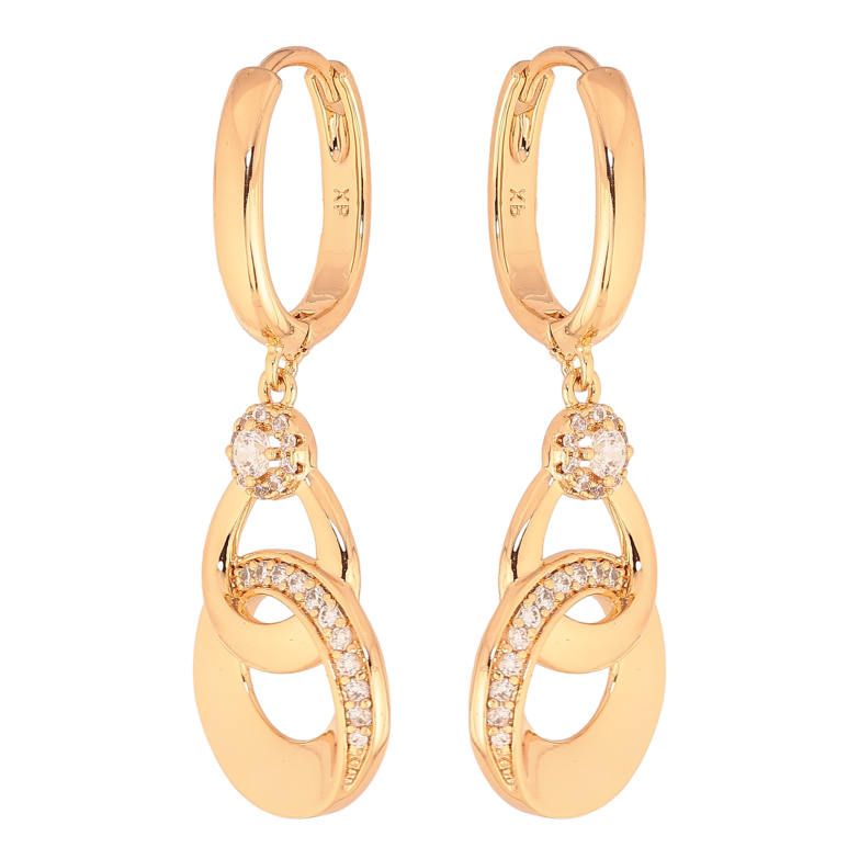 Серьги Xuping цвет Позолота 18K подвески на колечках "Узор с кристаллами" фото №2 Серьги Xuping цвет Позолота 18K подвески на колечках "Узор с кристаллами" фото №2
