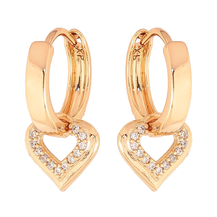 Серьги Xuping цвет Позолота 18K подвески на колечках "Сердечки" 2 в 1 фото №4