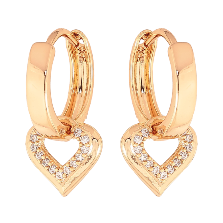 Серьги Xuping цвет Позолота 18K подвески на колечках "Сердечки" 2 в 1 фото №7