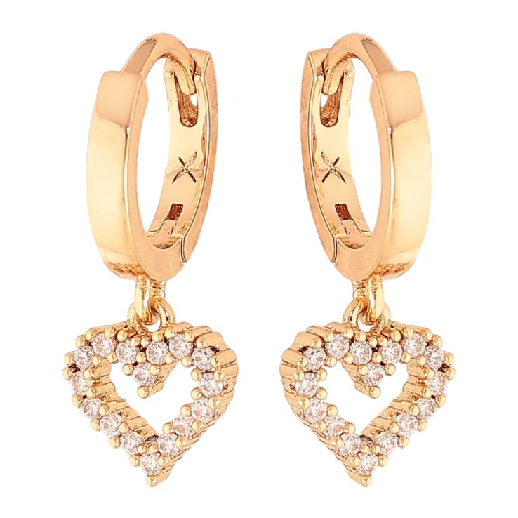 Серьги Xuping цвет Позолота 18K подвески на колечках "Сердечки"  фото №10