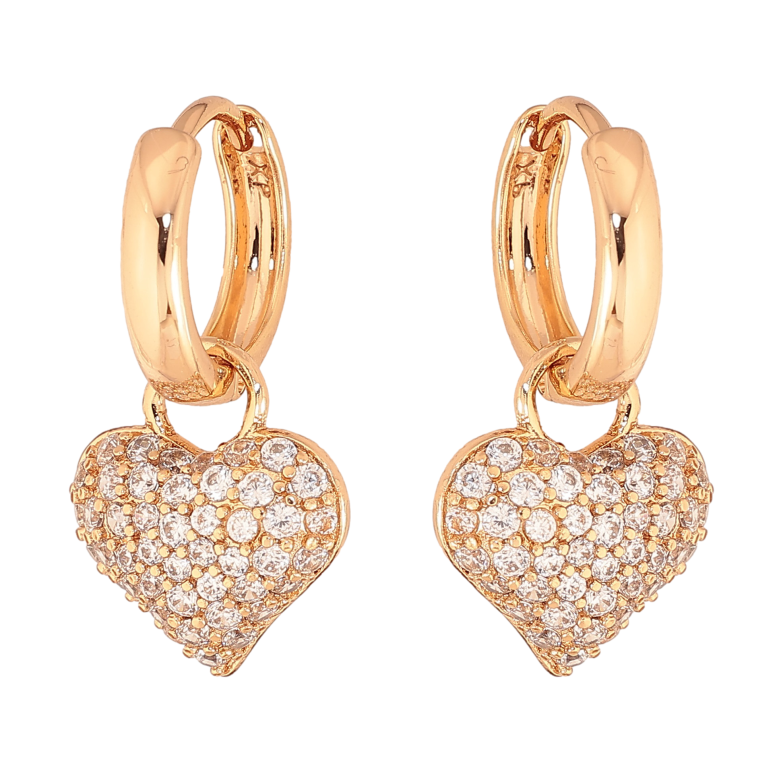 Серьги Xuping цвет Позолота 18K подвески на колечках "Сердечки с инкрустацией кристаллами" 2 в 1 фото №1 Серьги Xuping цвет Позолота 18K подвески на колечках "Сердечки с инкрустацией кристаллами" 2 в 1 фото №1