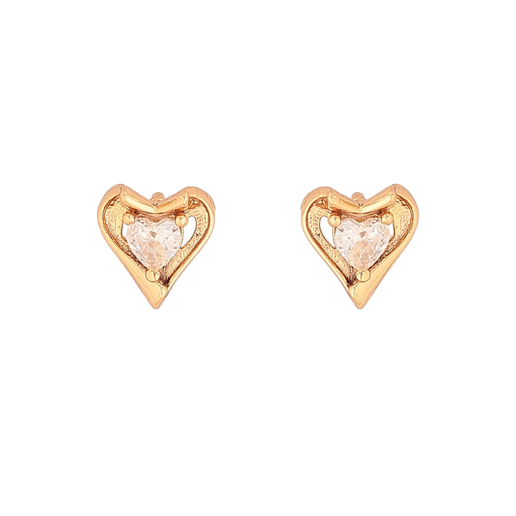 Серьги Xuping цвет Позолота 18K пусеты "Миниатюрные сердечки с кристаллами" фото №2