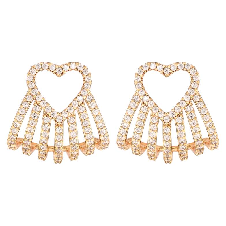 Сережки Xuping колір Позолота 18K пусети "Сердечки з кристалами" фото №3 Сережки Xuping колір Позолота 18K пусети "Сердечки з кристалами" фото №3