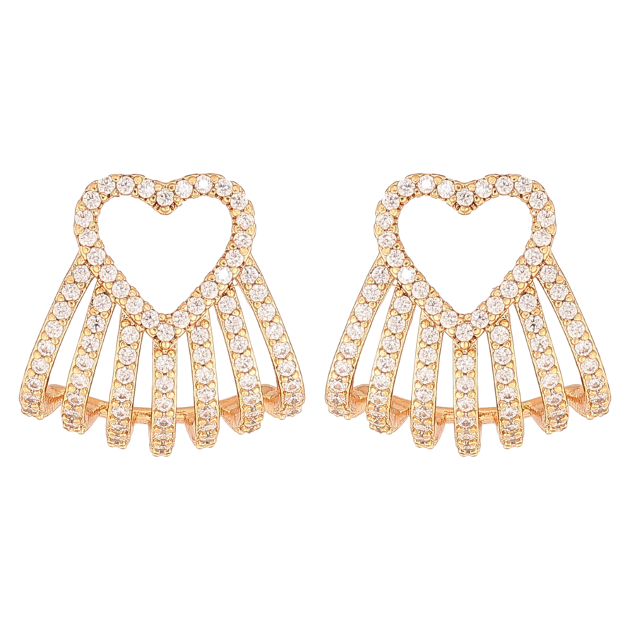 Серьги Xuping цвет Позолота 18K пусеты "Сердечки с кристаллами" фото №1 Серьги Xuping цвет Позолота 18K пусеты "Сердечки с кристаллами" фото №1