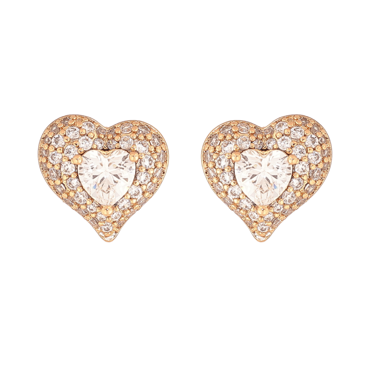 Серьги Xuping цвет Позолота 18K пусеты "Кристальные сердечки" фото №16