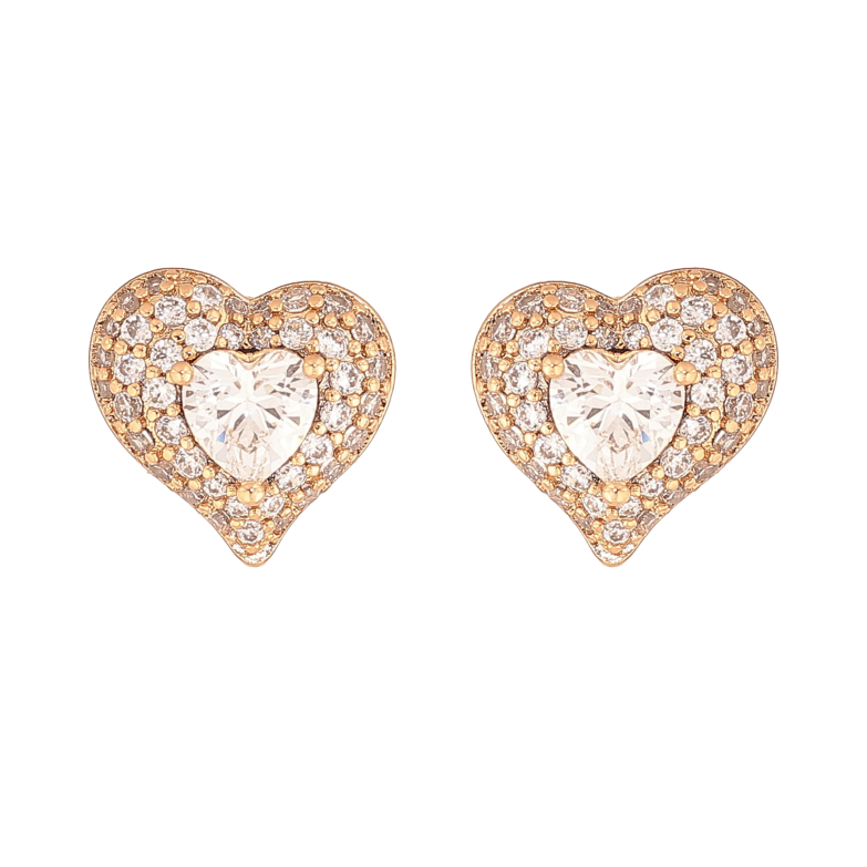 Сережки Xuping колір Позолота 18K пусети "Кристальні серця" фото №6