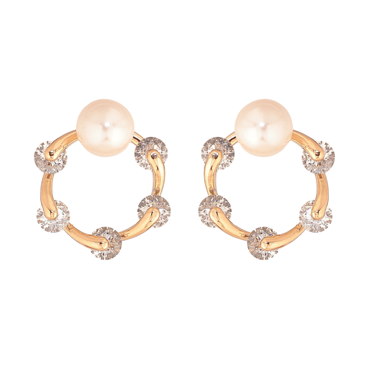 Сережки Xuping колір Позолота 18К пусети "Кільця з кристалами та перлинами" фото №12 Сережки Xuping колір Позолота 18К пусети "Кільця з кристалами та перлинами" фото №12