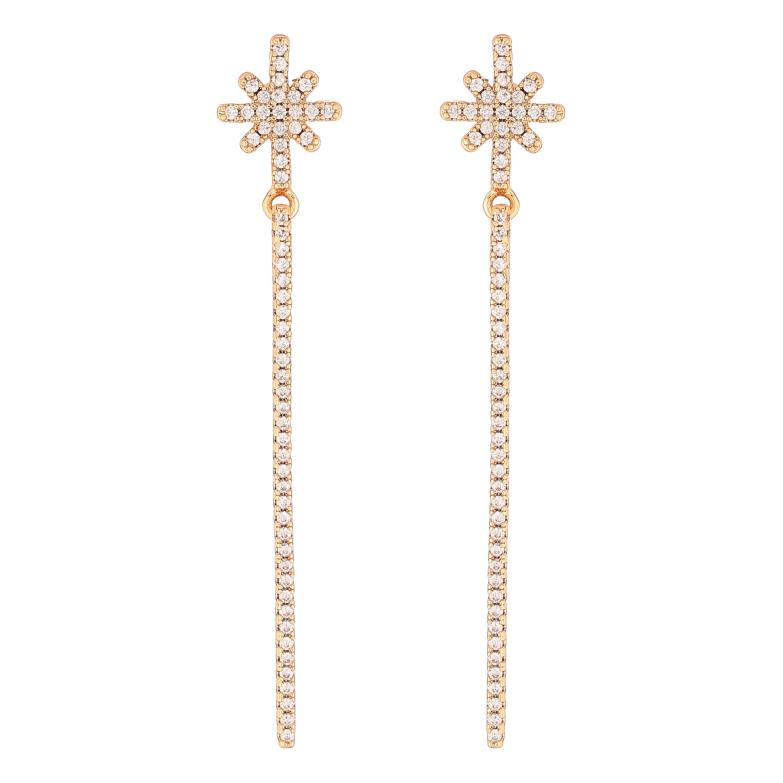 Сережки Xuping колір Позолота 18K пусети "Зірки з підвісками" фото №3 Сережки Xuping колір Позолота 18K пусети "Зірки з підвісками" фото №3