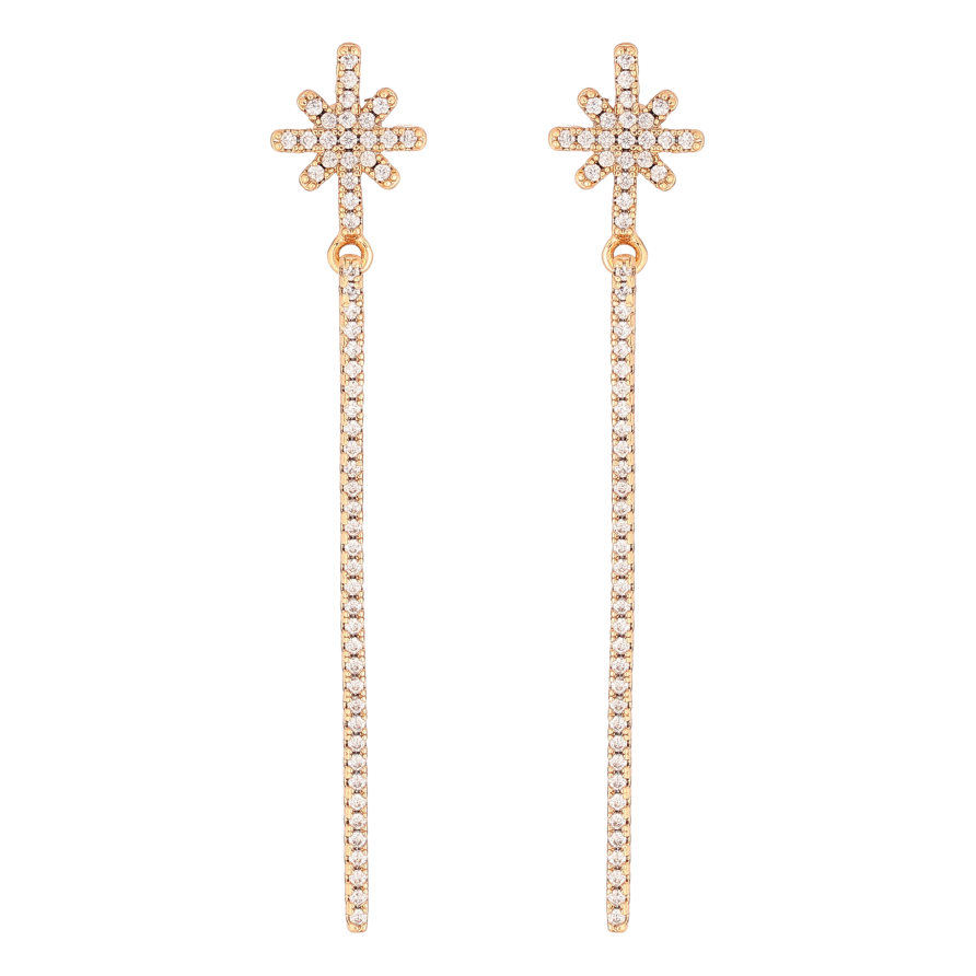 Серьги Xuping цвет Позолота 18K пусеты "Звезды с подвесками" фото №1