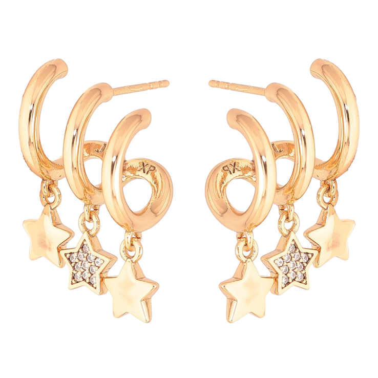 Серьги Xuping цвет Позолота 18K пусеты "Звездные подвески" фото №3 Серьги Xuping цвет Позолота 18K пусеты "Звездные подвески" фото №3