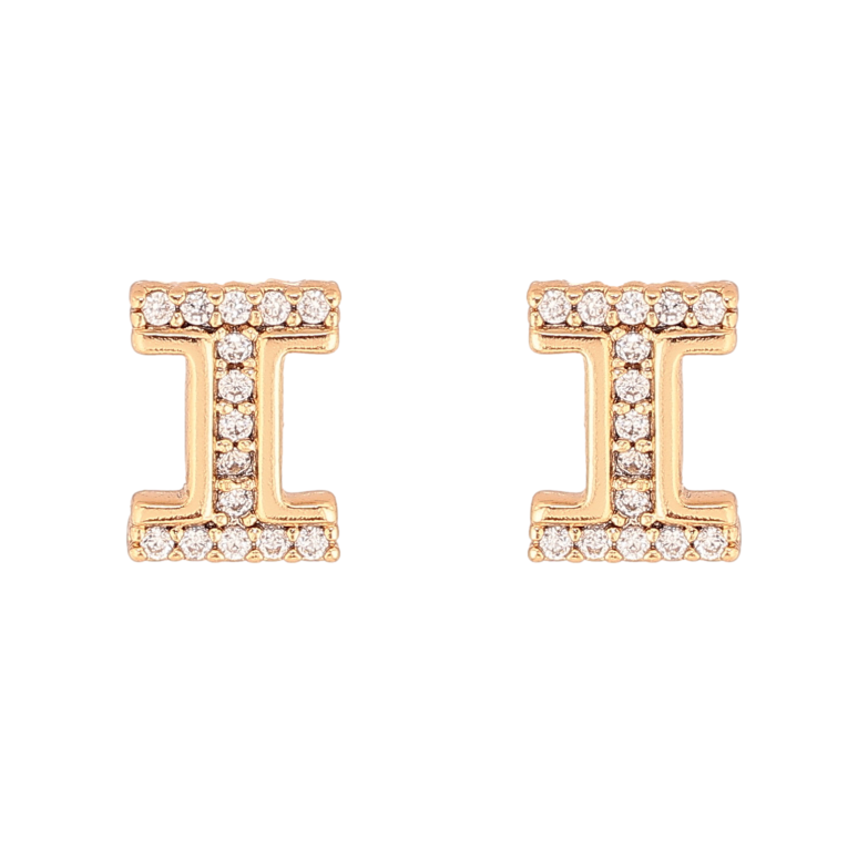 Сережки Xuping колір Позолота 18K пусети "Літера І" фото №1 Сережки Xuping колір Позолота 18K пусети "Літера І" фото №1