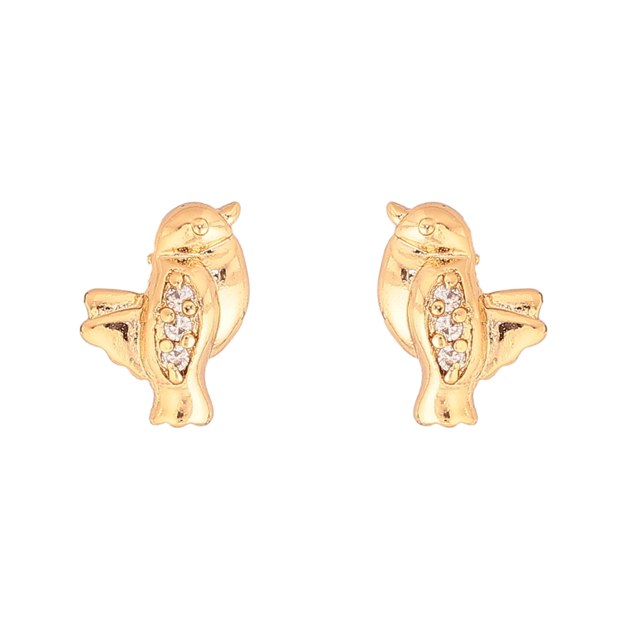 Серьги Xuping цвет Позолота 18K пусеты "Птички" фото №1