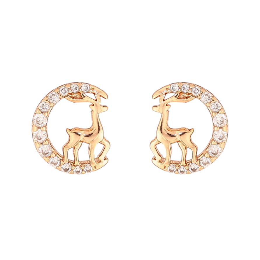 Серьги Xuping цвет Позолота 18K пусеты "Олени" фото №1 Серьги Xuping цвет Позолота 18K пусеты "Олени" фото №1