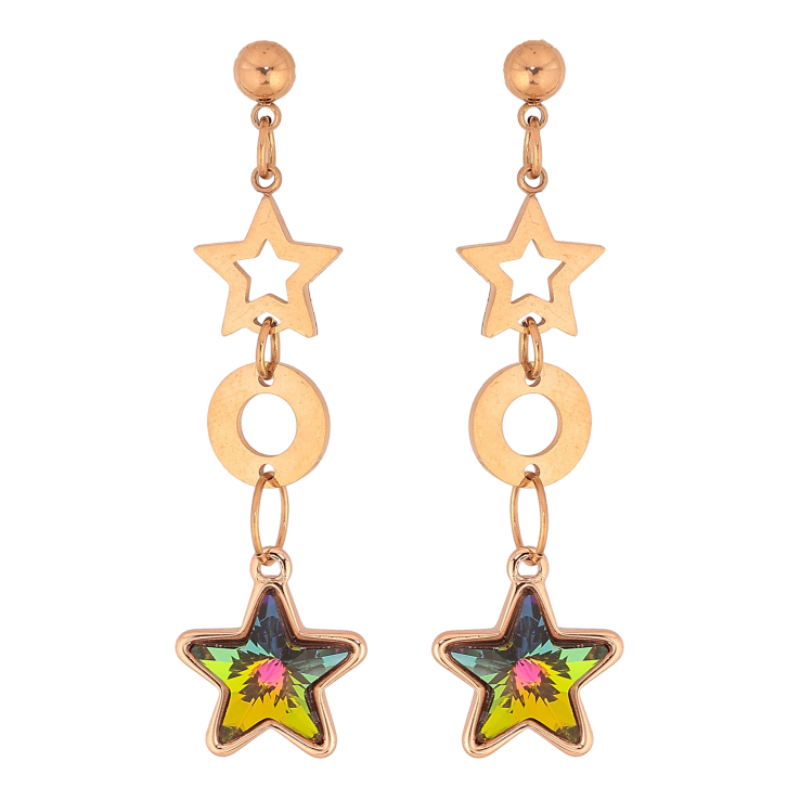 Сережки Xuping колір РВ з кристалами Swarovski пусети "Зоряні підвіски з кристалами Vitrail Medium" фото №3