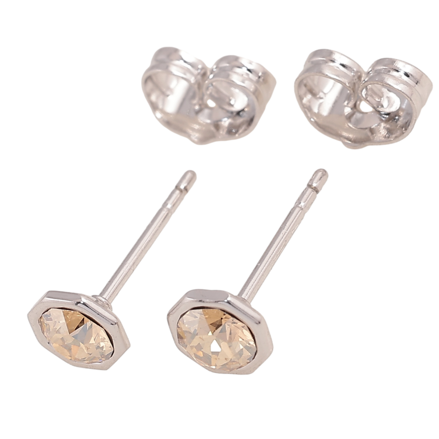 Серьги Xuping цвет Родий с кристаллами Swarovski пусеты "Кристаллы Topaz" ø 6мм фото №1