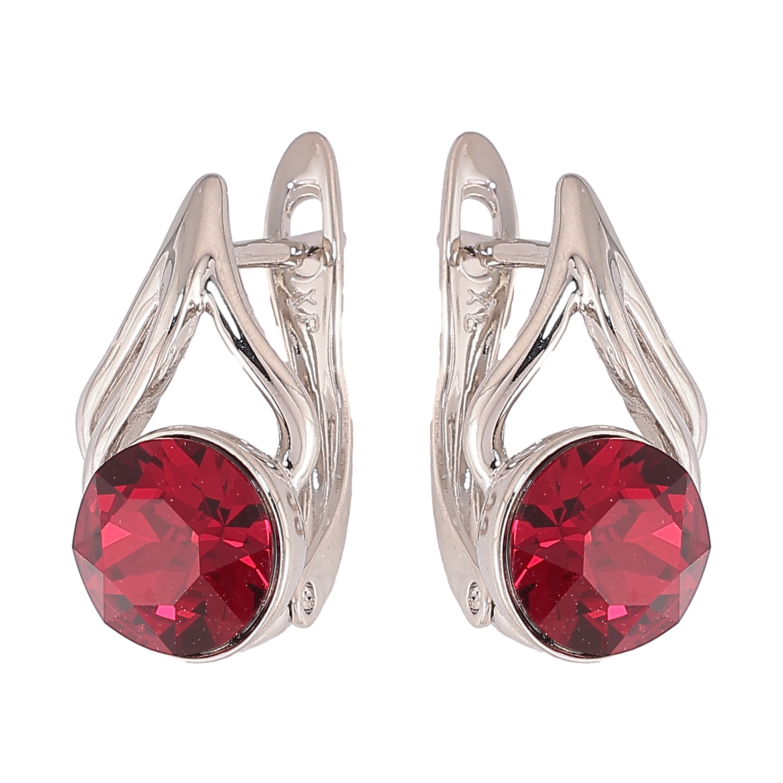 Сережки Xuping колір Родій з кристалами Swarovski англійський замок "Візерунок з кристалами Siam" фото №1 Сережки Xuping колір Родій з кристалами Swarovski англійський замок "Візерунок з кристалами Siam" фото №1