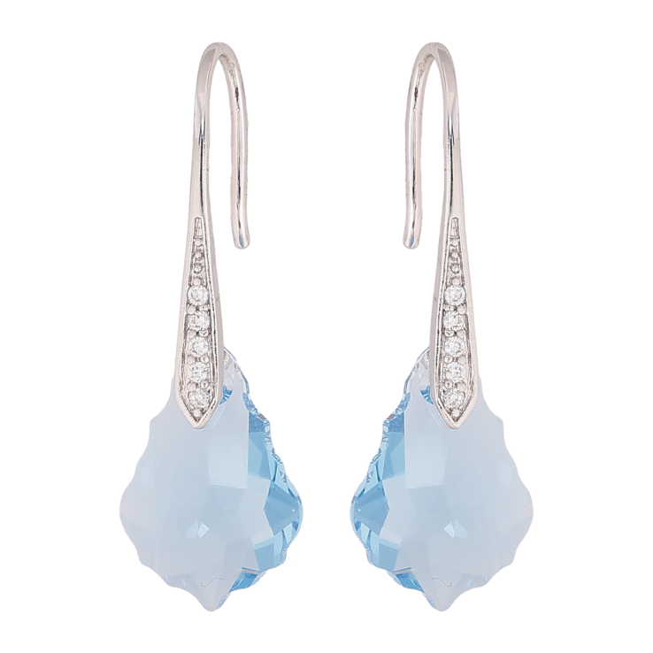 Серьги Xuping цвет Родий с кристаллами Swarovski французский замок "Фигурный кристалл Aquamarine" фото №3