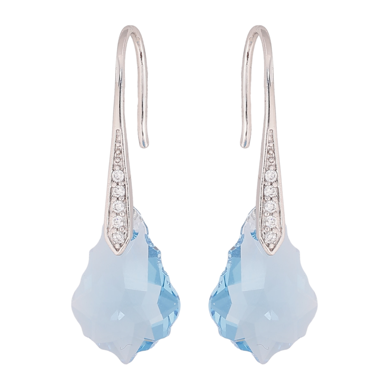 Серьги Xuping цвет Родий с кристаллами Swarovski французский замок "Фигурный кристалл Aquamarine" фото №1 Серьги Xuping цвет Родий с кристаллами Swarovski французский замок "Фигурный кристалл Aquamarine" фото №1