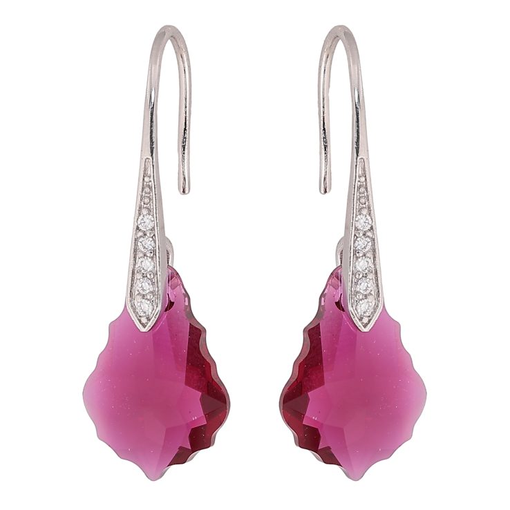 Серьги Xuping цвет Родий с кристаллами Swarovski французский замок "Фигурный кристалл Ruby" фото №7