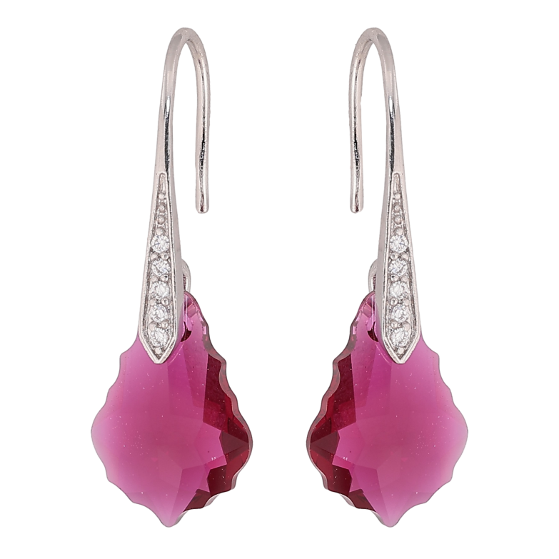 Сережки Xuping колір Родій з кристалами Swarovski французький замок "Фігурний кристал Ruby" фото №3 Сережки Xuping колір Родій з кристалами Swarovski французький замок "Фігурний кристал Ruby" фото №3