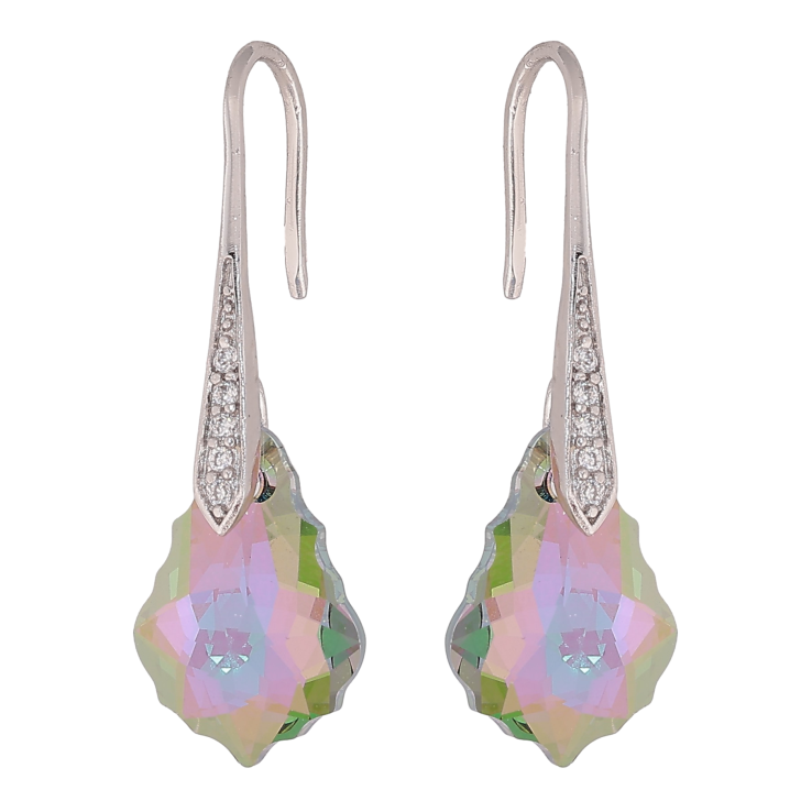 Серьги Xuping цвет Родий с кристаллами Swarovski французский замок "Фигурный кристалл Vitrail Light" фото №4
