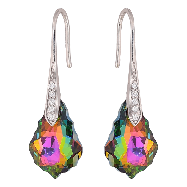Серьги Xuping цвет Родий с кристаллами Swarovski французский замок "Фигурный кристалл Vitrail Medium" фото №5